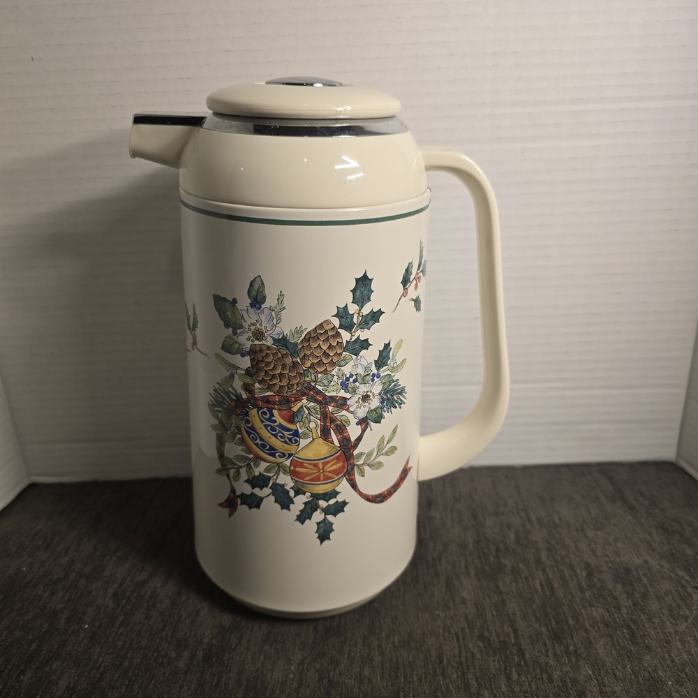 Vintage Mikasa Christmas Ornament Thermal Carafe Festive Spirit Thermos